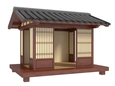 Japanese Wooden gazebo 3D model