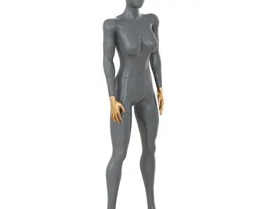 Female gray mannequin with gold hands 89 3D model