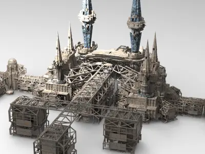 Ancient Mars pyramid structure base  3D model