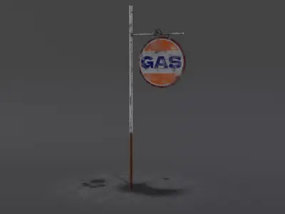 Vintage Gas Station Pole Sign - GameReady Low-poly 3D model