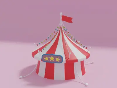 Cartoon Circus Tent 3D model