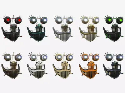 10 Steampunk Masks A Collection - SciFi Character Design 3D Model Pack