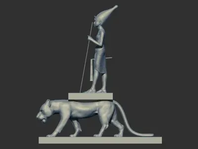 Tutankhamun on the Back of a Leopard statue 3D Printable model 3D print model