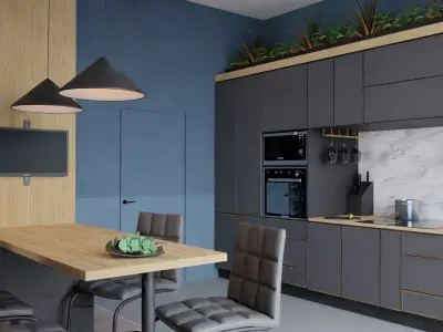 The Kitchen modern with walls 3D model