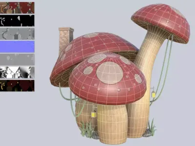 Mushroom house collection 3D Model Pack