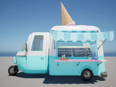 Ice Cream Van Low-poly 3D model