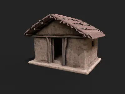 Primitive Houses Shelters Low Poly PBR Low-poly 3D model