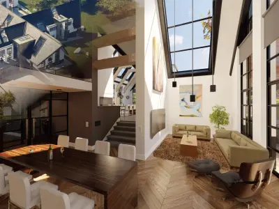 Blender Eevee Modern Villa Low-poly 3D model