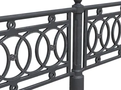 Park fence 01 Low-poly 3D model