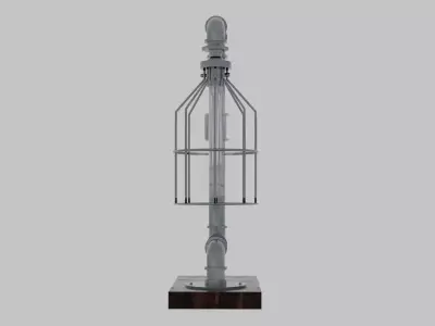 Industrial Pipe Fitting Lamp with Edison Style Bulb 3D model