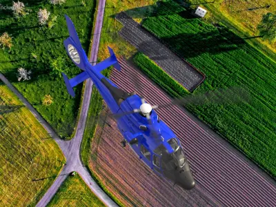  Blue Patrol Helicopter Rigged for Cinema 4D 