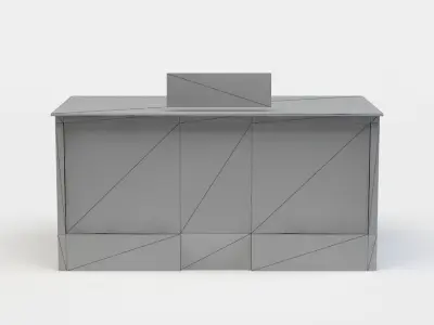 Kiosk store with fence Low-poly 3D model