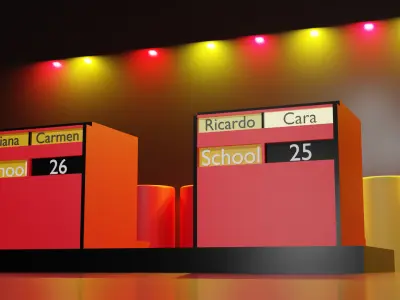 2 Set School Event Podium 3D model