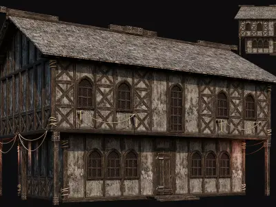 MEDIEVAL 03 with INTERIORS 4K TEXTURES Low-poly 3D model