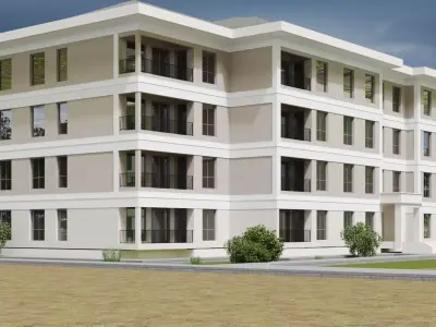 Modern Residential Apartment Building 4 Floor Exterior 3D model