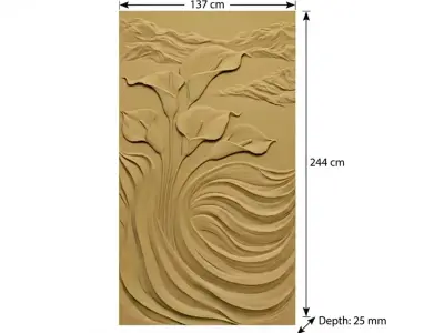  Modern Calla Lily Relief Panel Wall Decor Set STL Mural CNC 330 3D model