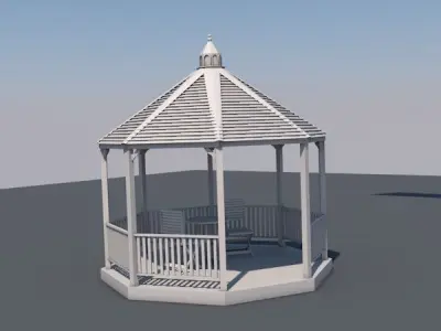 Gazebo 3D model with roof 3D model