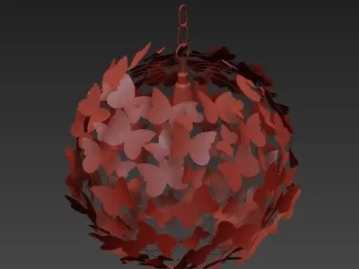 Antiqued Brass Butterfly Pendant 3D model