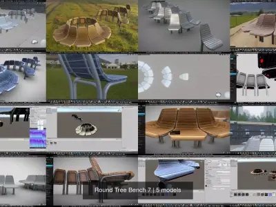 Round Tree Bench 7 3D Model Pack