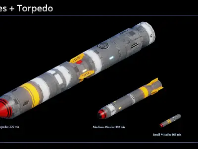 Spaceship Frigate Predator Low-poly 3D model