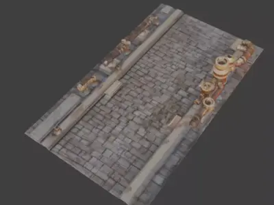 Steampunk Victorian Industrial Street Segment 3D Model Low-poly 3D model