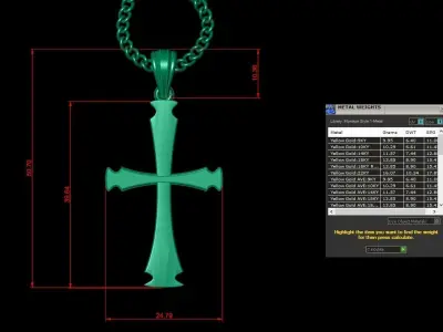 Light Gold 18K Cross Pendant 1CP015 3D print model