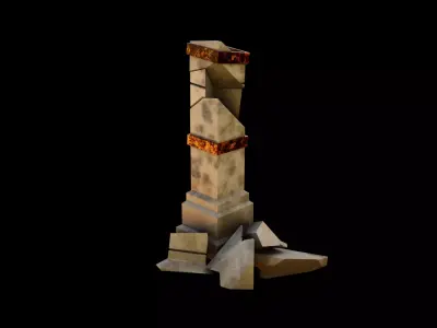 Dungeon Crystals pilers and floor tiles  Low-poly 3D model
