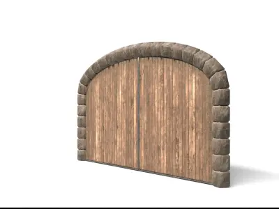Very Large Medieval Wooden Door  Low-poly 3D model