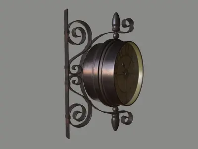 Street Clock Low-poly 3D model