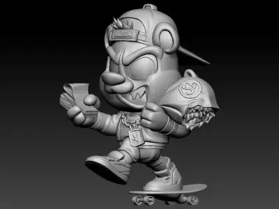 Money Bear Hip Hop Pendant Street Style Cartoon Bear Jewelry 3D print model