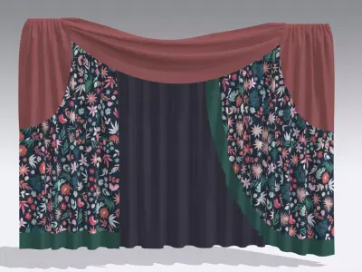 Curtain Low-poly 3D model