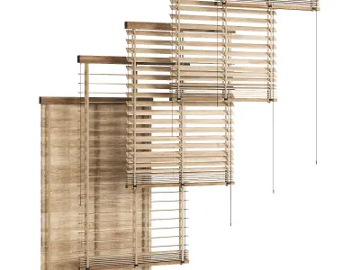 Wooden Blinds Set Low-poly 3D model