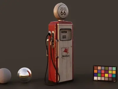 Route 66 Gas Pump Low-poly 3D model
