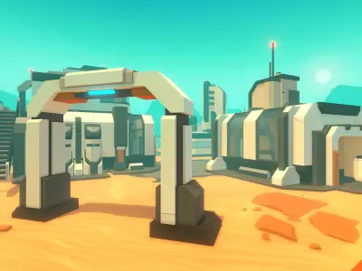 LowPoly SciFi Outdoor Pack Low-poly 3D model