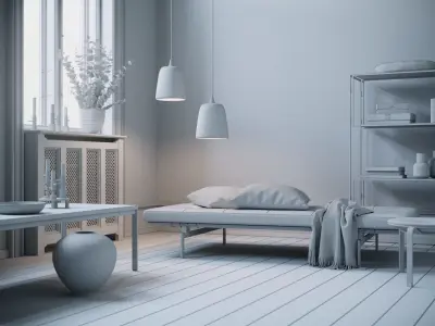 Twin Lamps interior scene 3D model