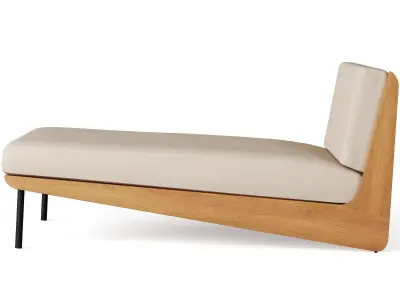 Kinney Teak Outdoor Chaise Lounge with Cushion 3D model