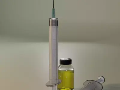 Vial and syringe Free low-poly 3D model