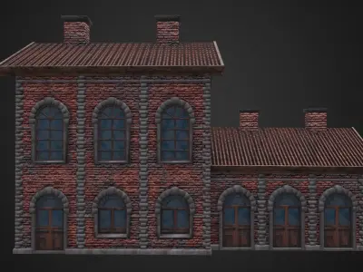 Medieval house Low-poly 3D model