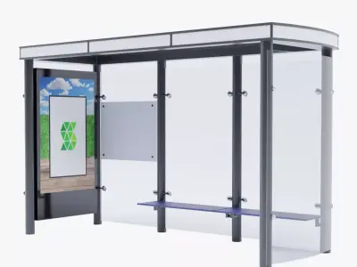 German Berlin Modern Bus Stop Shelter 3D model