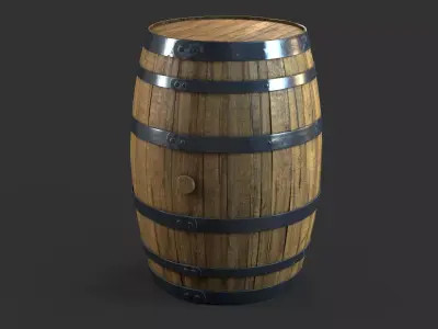 Wooden Barrel PBR Textures Low-poly 3D model