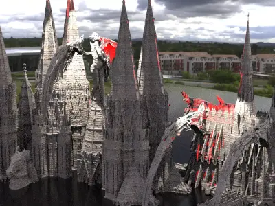 Cathedral Desert Stone Palace 3 designs 3D model