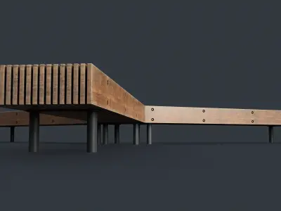 Modern Outdoor Bench 56 PBR Game Ready Low-poly 3D model
