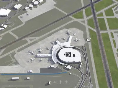 Birmingham-Shuttlesworth Airport - BHM Low-poly 3D model