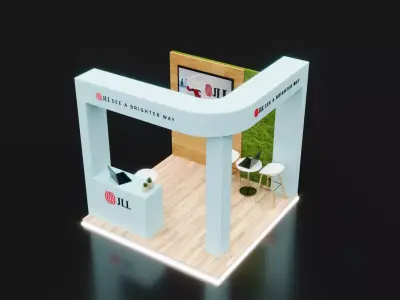 booth 3x3 open 3 side 3D model