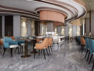 Restaurant Interior Low-poly 3D model