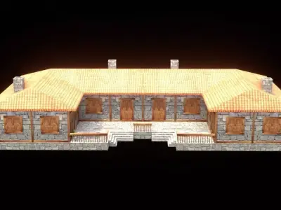 medieval house low poly village town residential game ready 47 Low-poly 3D model