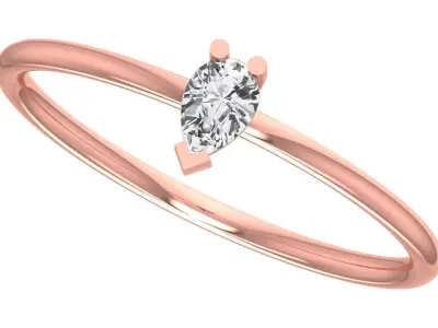 Solitaire Women Light Weight Pear Stone Band Ring 3D print model purchase
