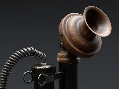 Vintage Wooden Telephone 2 3D model