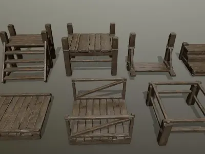 Wood  Bridge  1 Low-poly 3D model