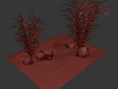 Lowpoly Japanese Rock Zen Garden 06 - PBR Low-poly 3D model